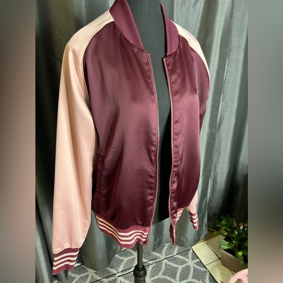 ADIDAS maroon/pink varsity jacket - Picture 5 of 9